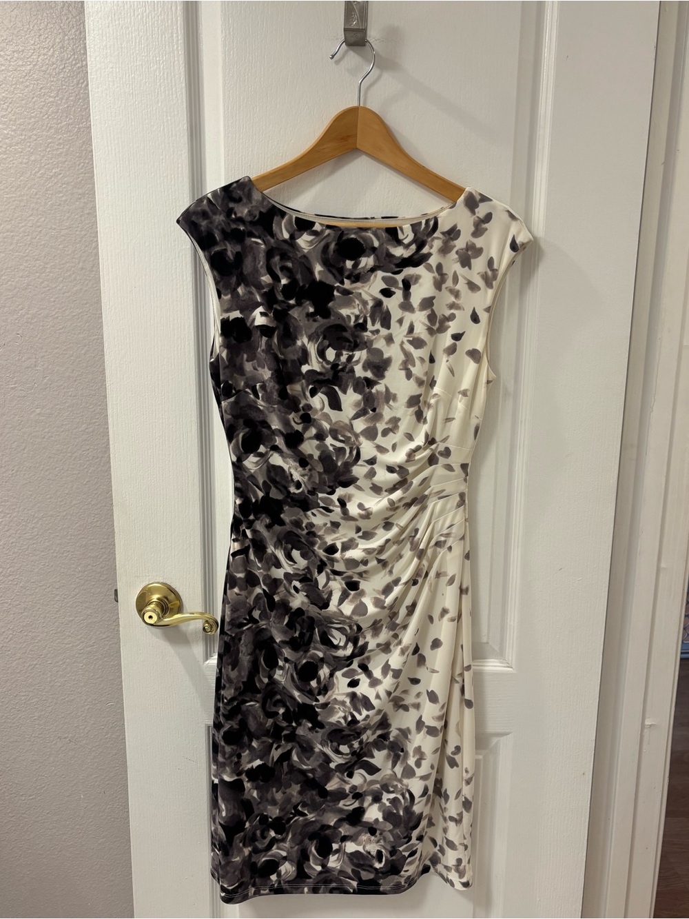 Ralph Lauren Abstract Watercolor Floral Ruched Sheath Dress Office Siren Formal